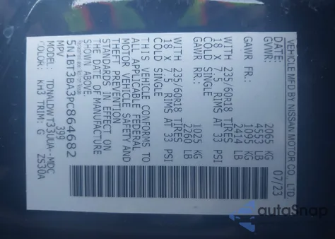 2023 Nissan Rogue Sv из США, поврежденный, VIN 5N1BT3BA3PC864682